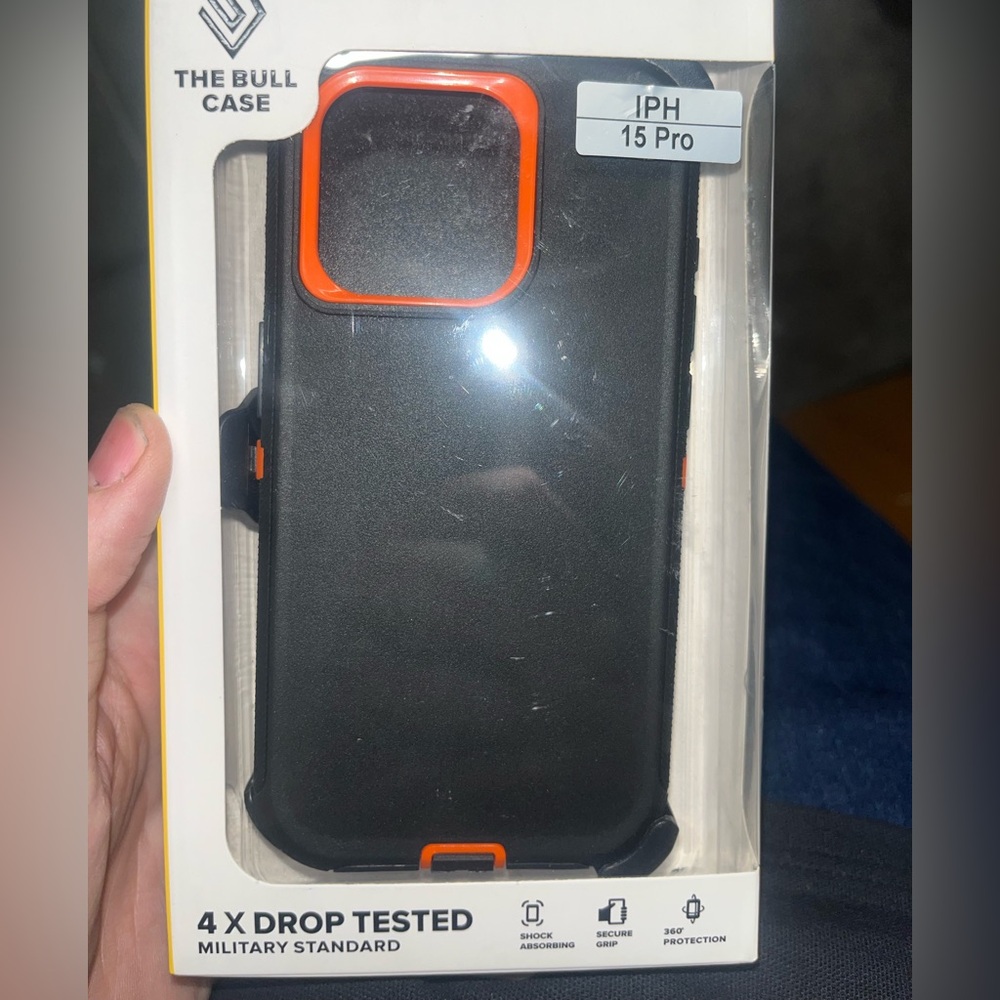 Black and Orange iPhone 15 Pro Case